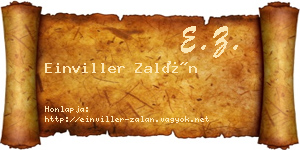 Einviller Zalán névjegykártya